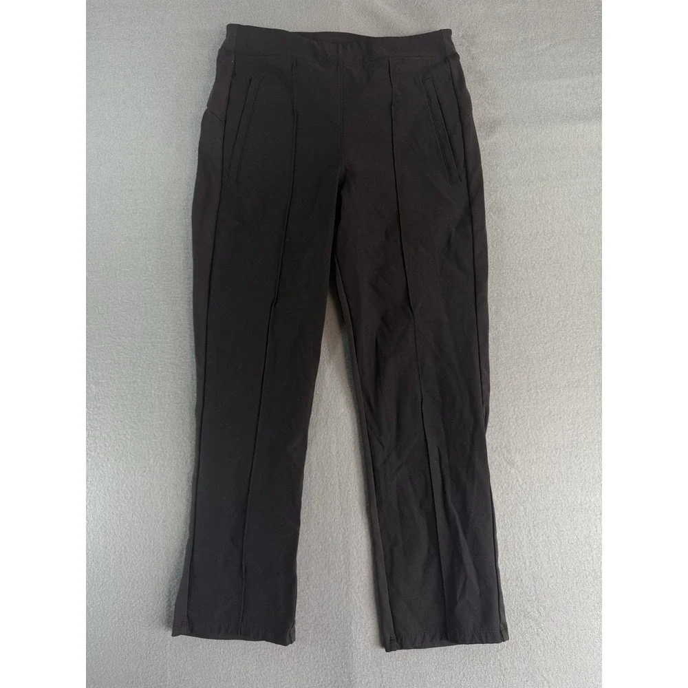 Athleta Ankle Pants Womens 6 Black Stretch Elastic Waist Travel Athletic Pockets